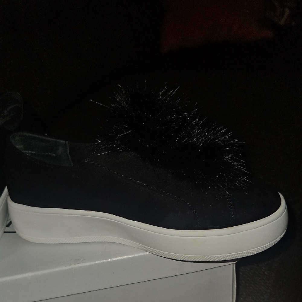 Steve Madden Black Furry Slip-On Sneakers - Picture 5 of 8